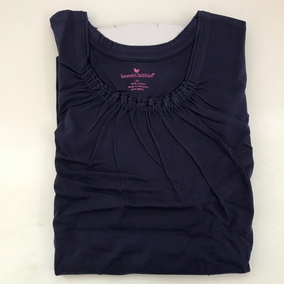 WOMAN WITHIN 100% Cotton Short Sleeve Tunic Blue New Women’s Plus Size 2X - Picture 5 of 6